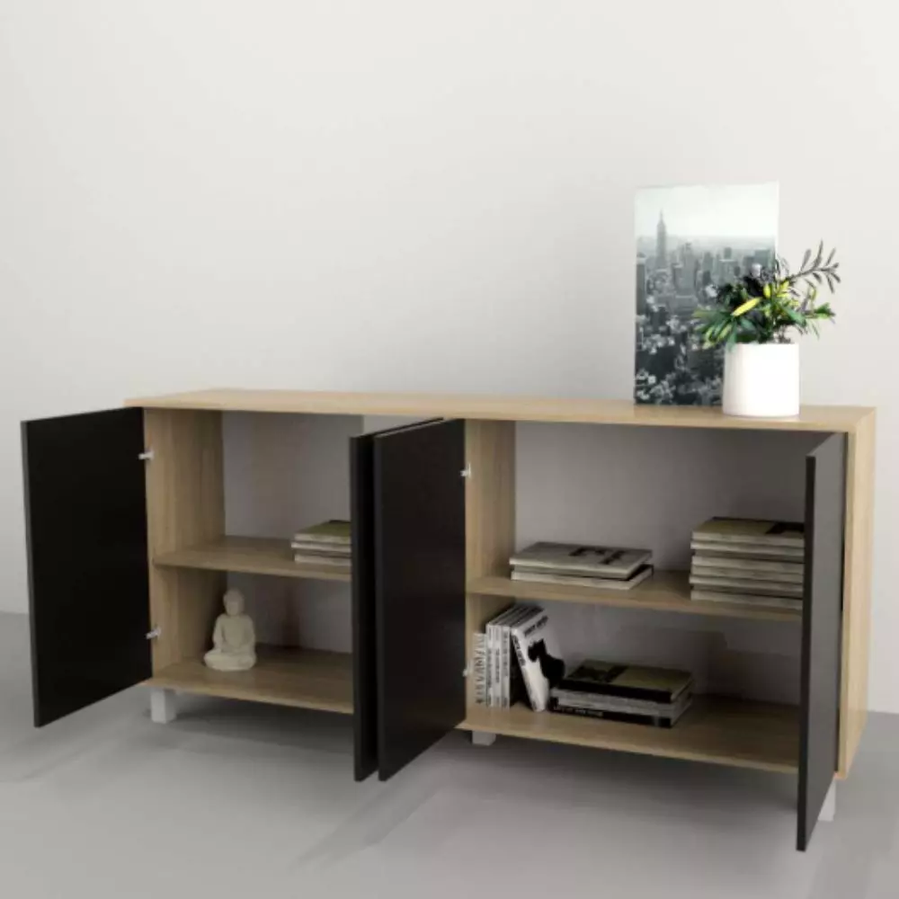Bahiut Tables 7008 1,80 Mts/4 Puertas Olmo-Negro