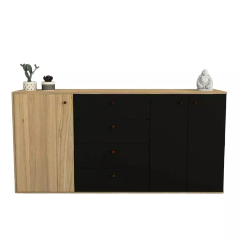 Bahiut Tables 7010 1.75 M 3 Puertas-4 Cajones Olmo F./Negro M.
