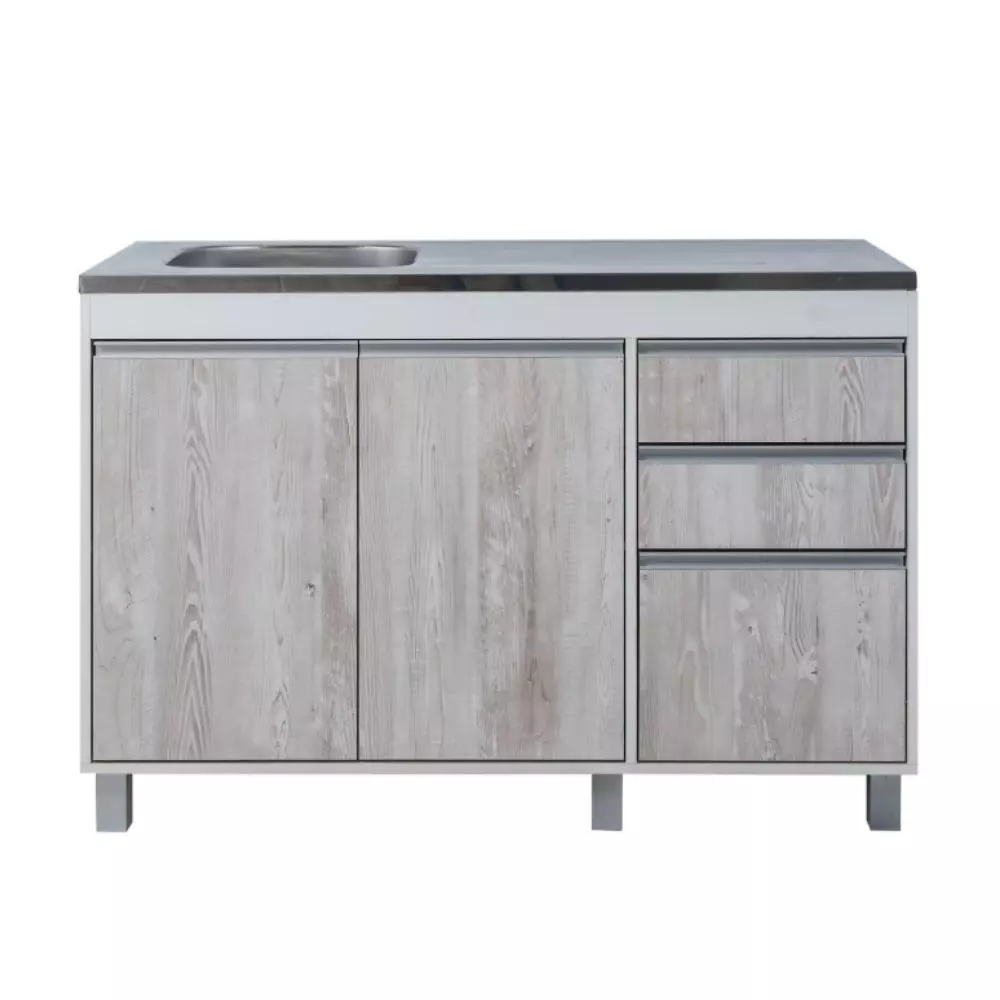 Bajo Mesada Ricchezze Sorrento 1.20 Mts 2 Puertas - 3 Cajones Cascina/Gris