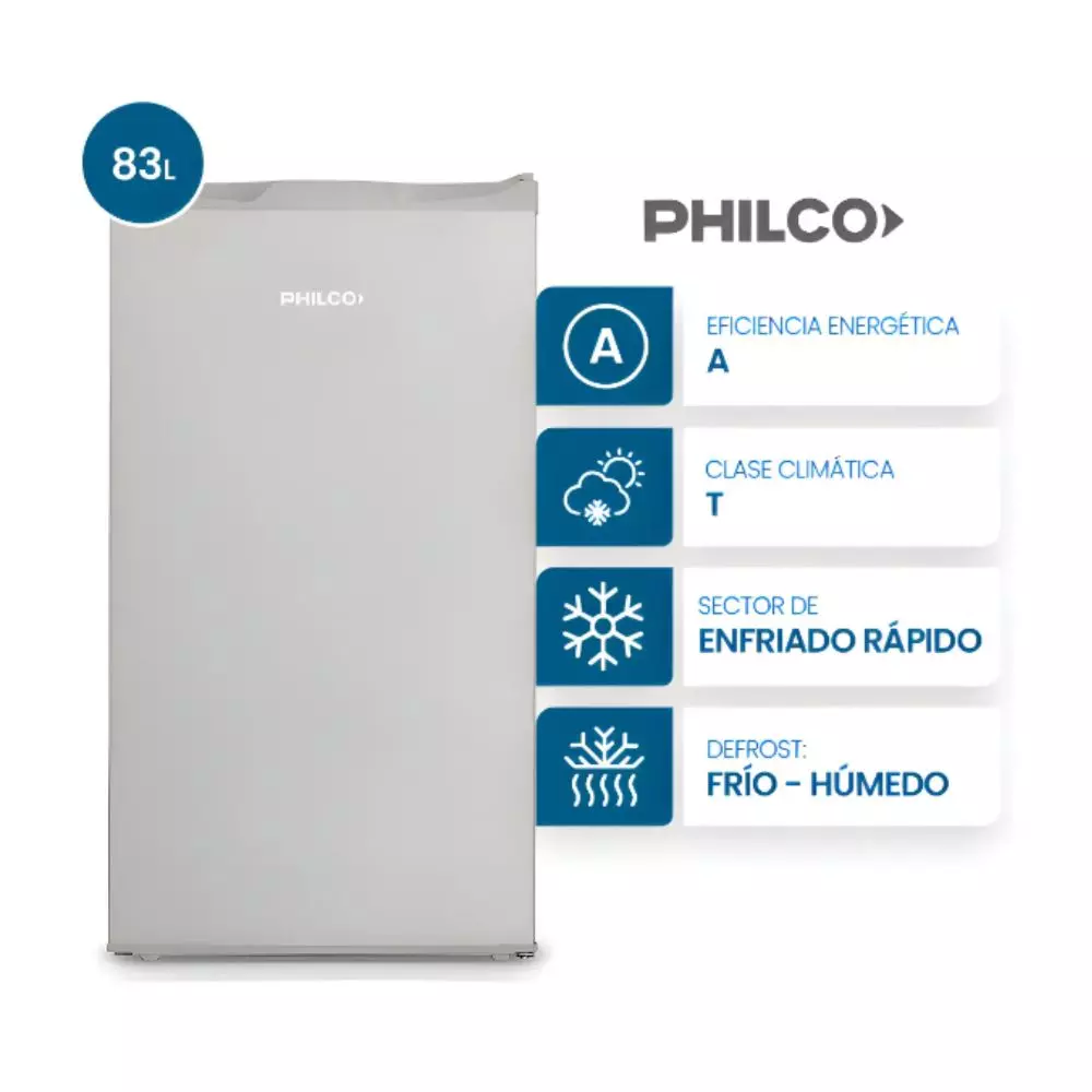Heladera Philco Bajo Mesada 83 Lts. Plata