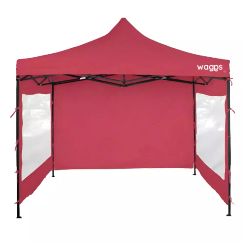 Gazebo Waggs 3X3 Mts Plegable Con Pared/Ventana Reforzada GZBO01 Rojo
